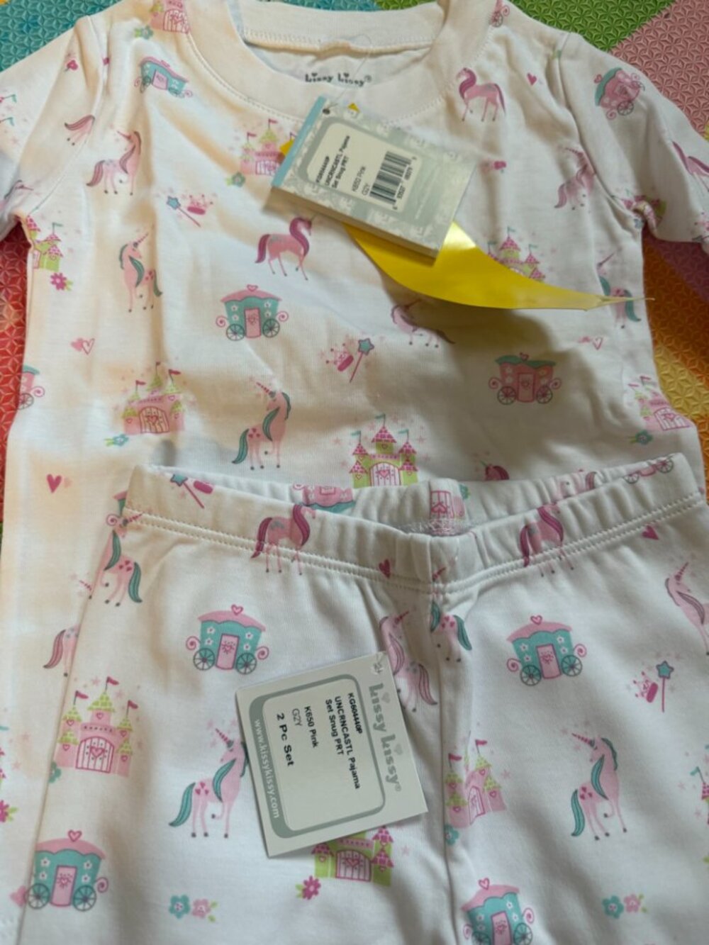 Kissy Kissy Girls Unicorn Castle Pajama Set 2T NWT Pima Cotton
